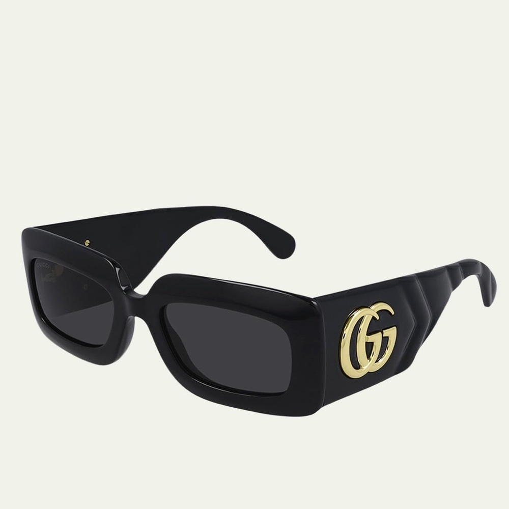 Gucci Oversized Rectangular Acetate Sunglasses GG0811S 001 Black